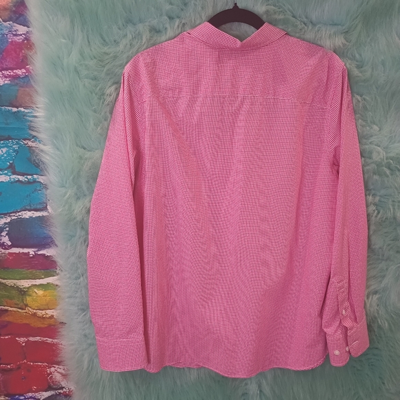 Chaps Pink and White Long Sleeve Checkered Button Down Shirt Size 1X - Picture 2 of 11